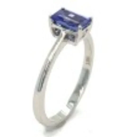 18k Tanzanite Vibrant Bue Lavender Solitaire Engagement White Gold Ring - Picture 6 of 7